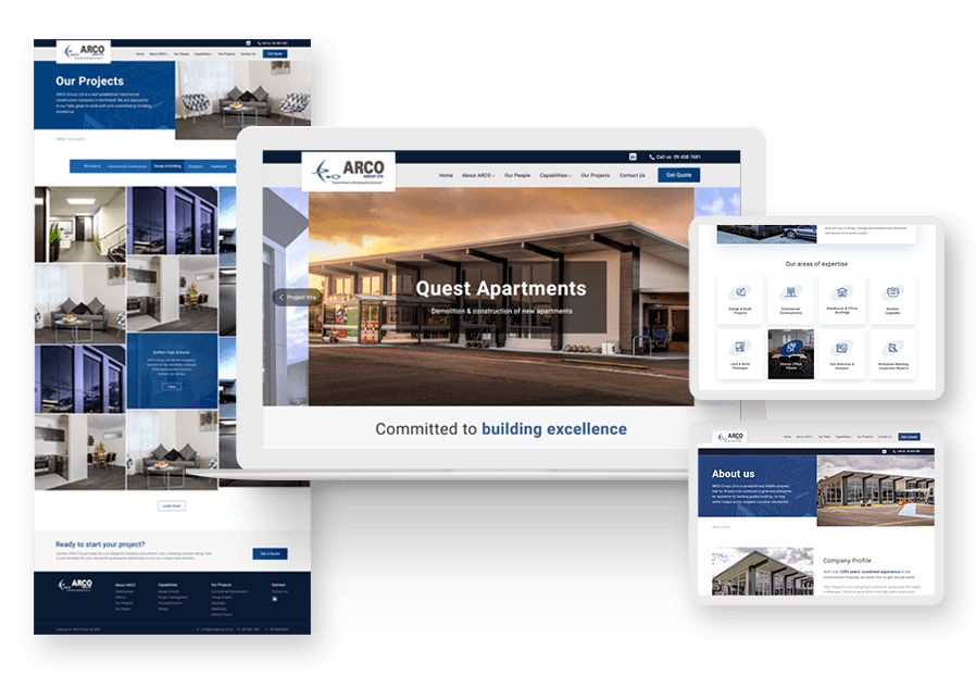 Sampletock created the website for construction company ARCO to present their services